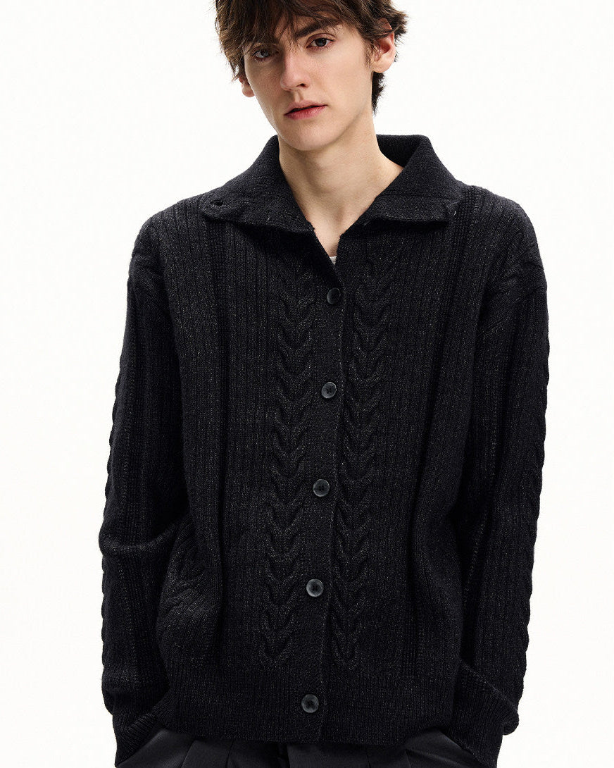 Cable Knit Wool Cardigan
