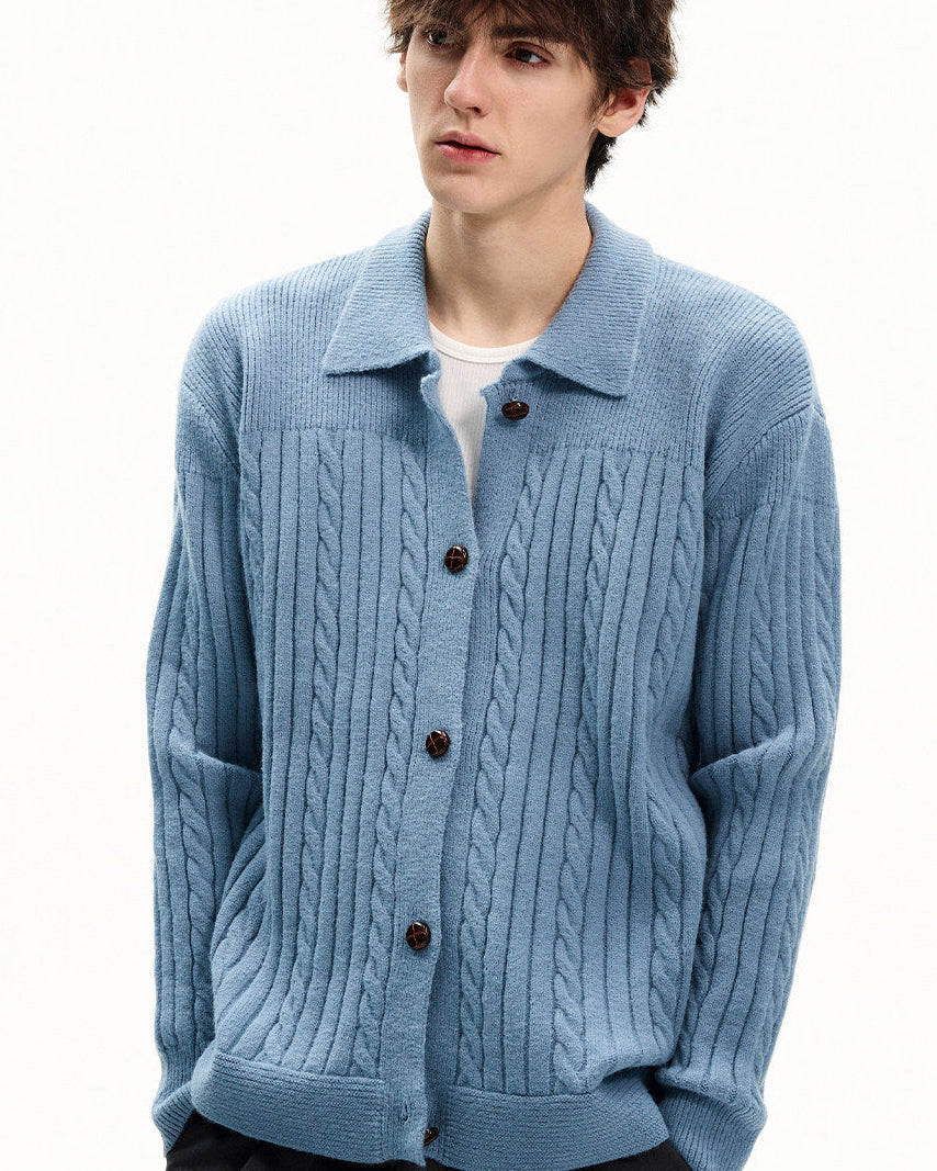 Buttoned Knit Wool Blend Cardigan