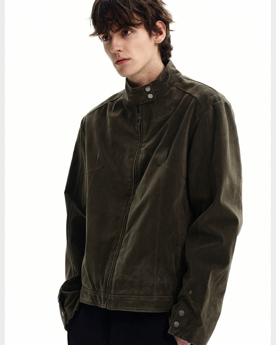 Suede Zip Stand Collar Jacket