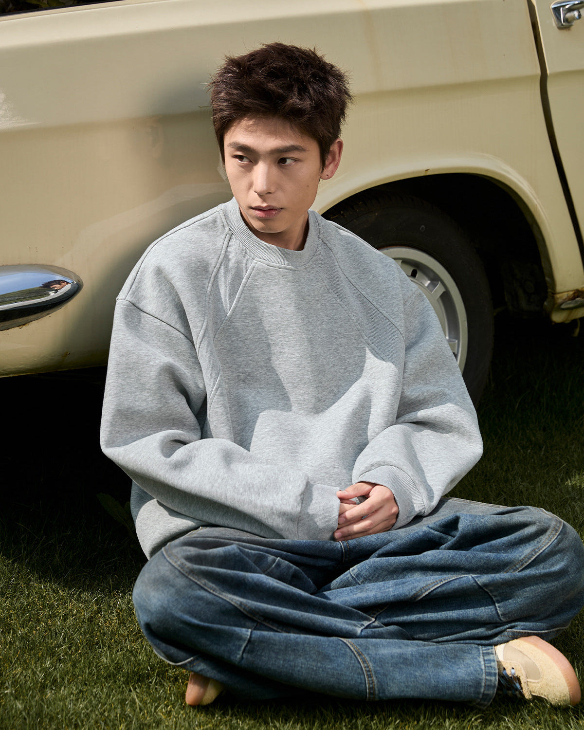 The Structured Splice Cotton Crewneck Sweater