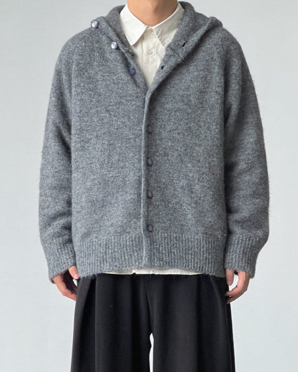 Wool Blend Stand Collar Cardigan