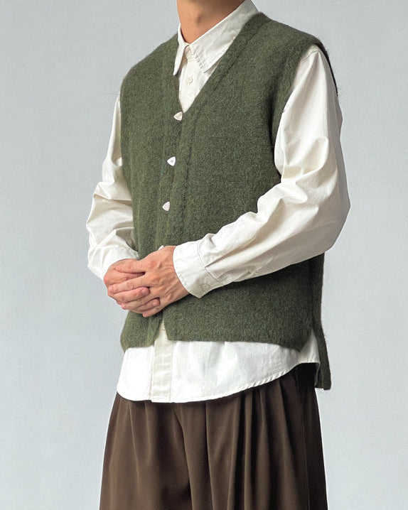 Knit Wool Blend Buttoned Vest