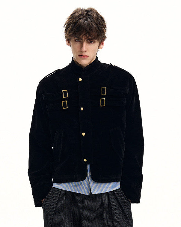 Buckle Detail Velvet Jacket
