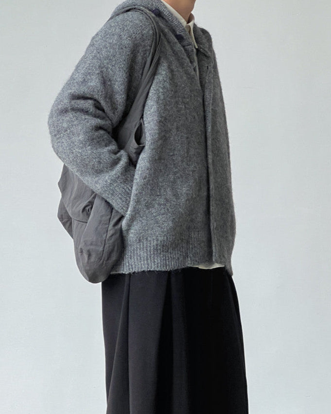 Wool Blend Stand Collar Cardigan