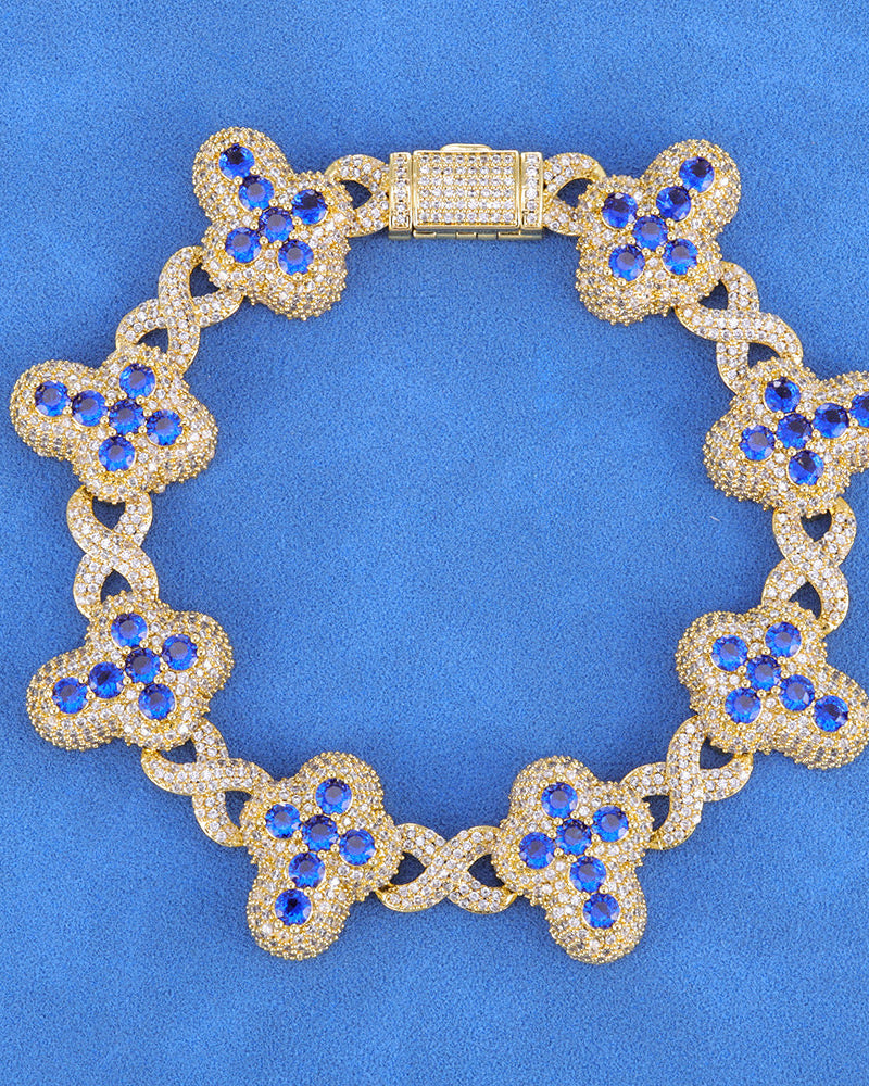 Royal Sapphire Clover Link Bracelet