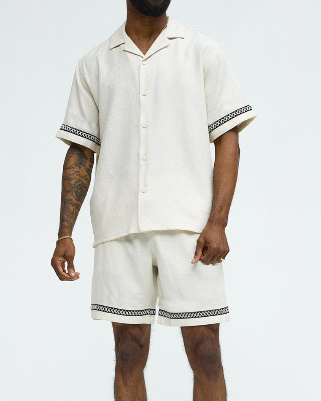 Ivory Embroidered Trim Resort Set