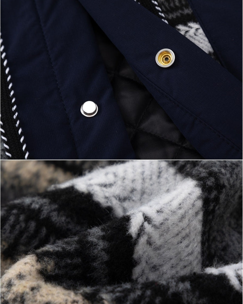 Gestreifte Patchwork-Knopfjacke