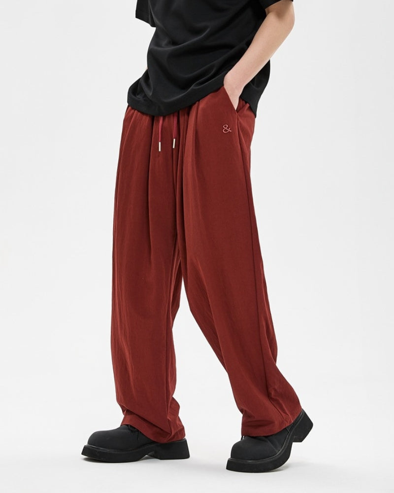 Pantalon décontracté brodé et à jambe large