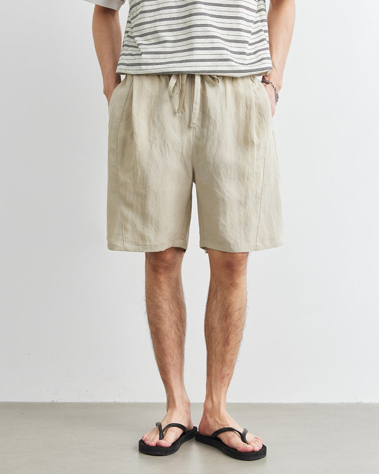 Shorts aus Leinen bis zu den Knien