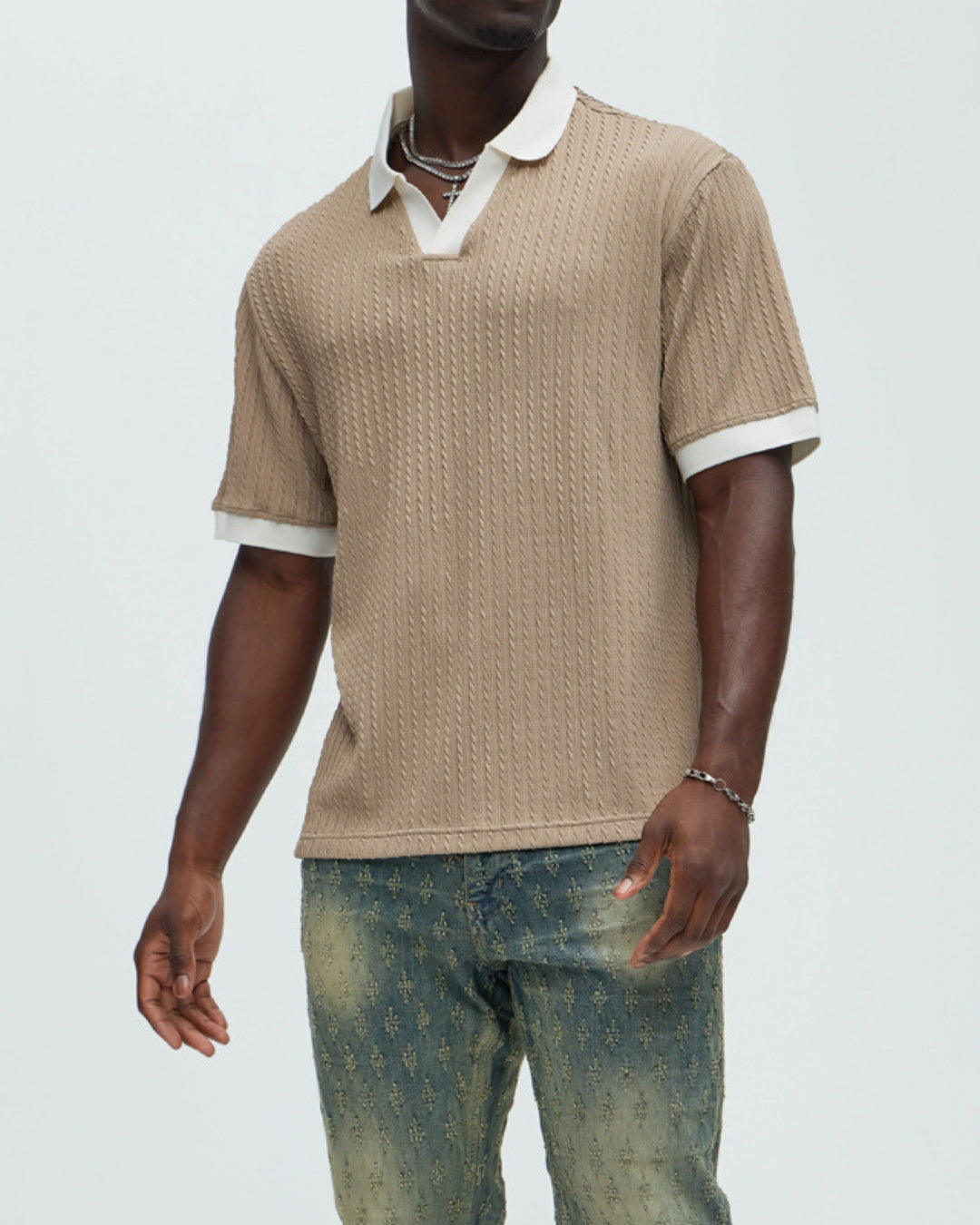 Contrast Knit Polo