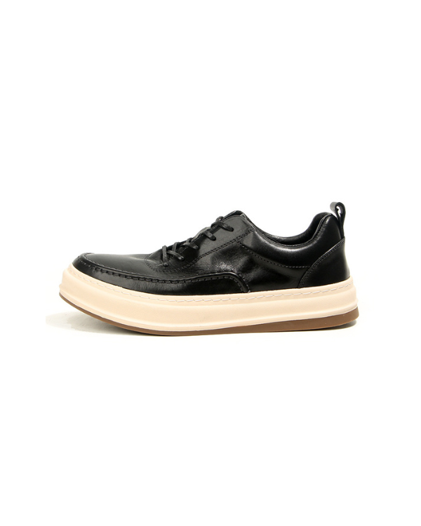 Der schwarze Moc-Toe-Leder-Sneaker
