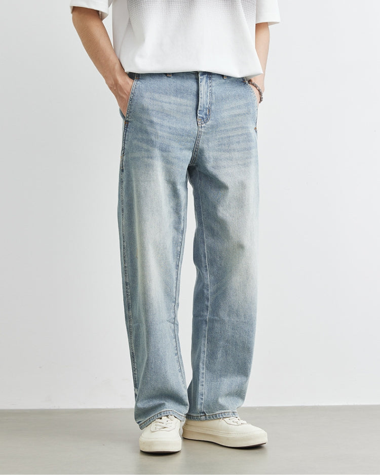 Entspannte Vintage-Waschung Jeans mit geradem Bein