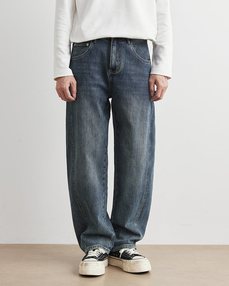 Dunkle Indigo-Vintage-Waschung Jeans mit weitem Bein