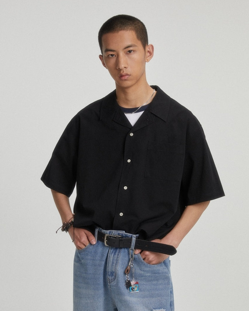 Chemise décontractée à col cubain