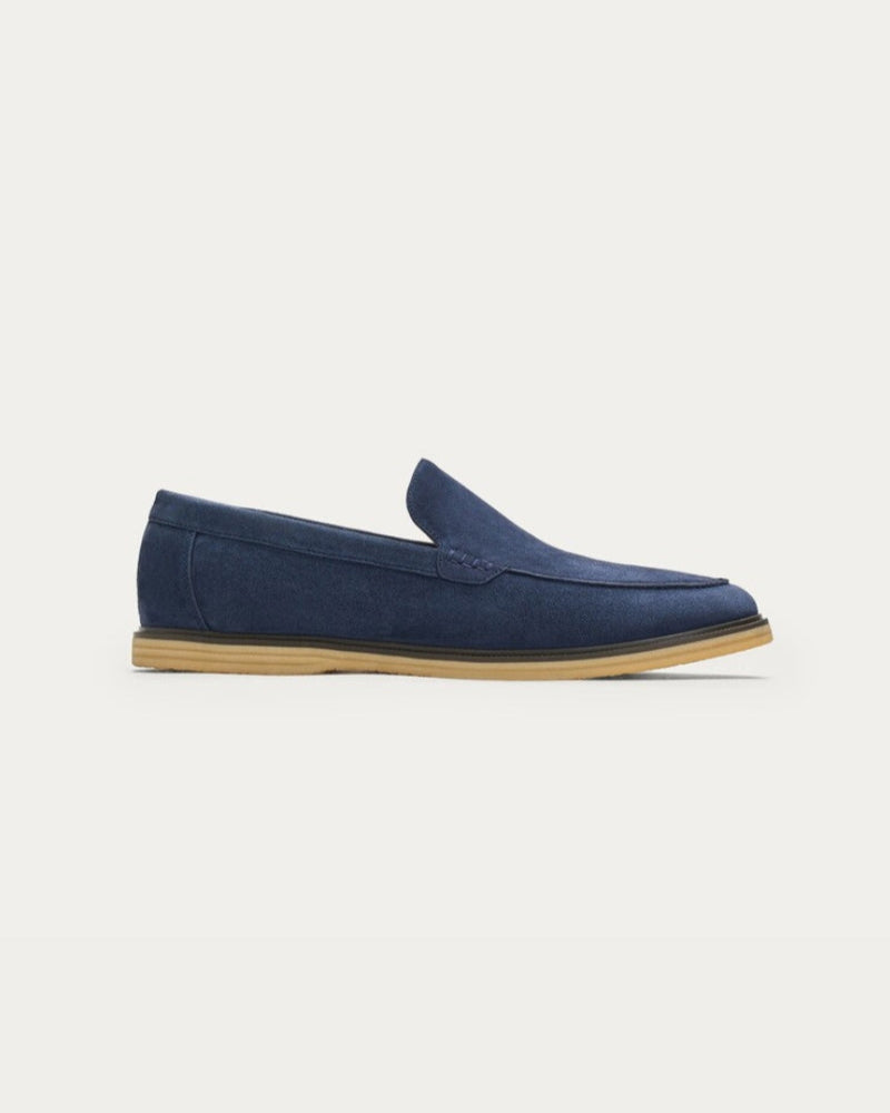 Marineblaue Wildleder-Slipper