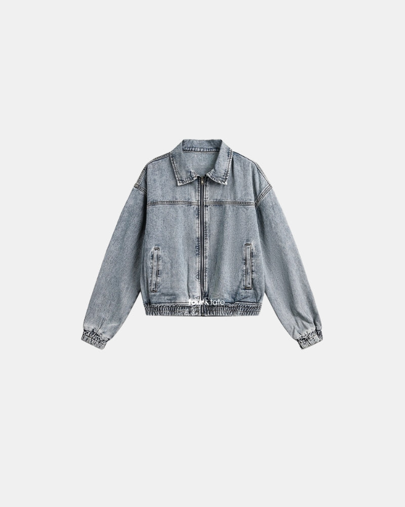 Bomberjacke aus gewaschenem Denim