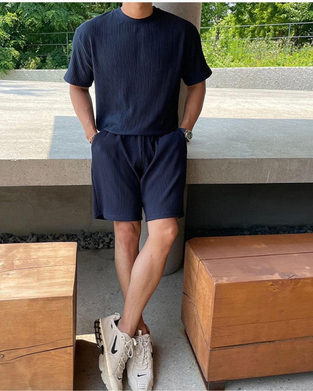 Midnight Pleated Co‑Ord Set