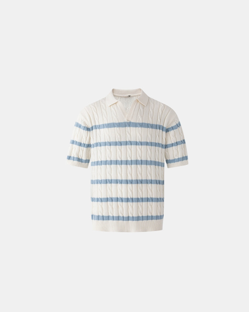 Strukturiertes Strick-Polo mit kurzen Ärmeln
