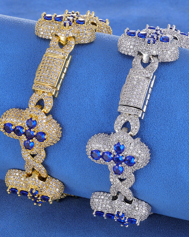 Royal Sapphire Clover Link Bracelet