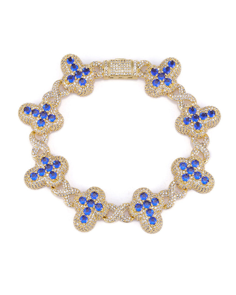 Royal Sapphire Clover Link Bracelet