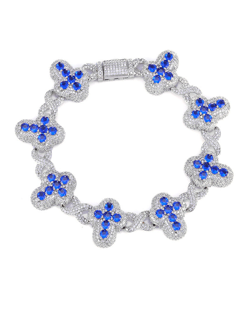 Royal Sapphire Clover Link Bracelet