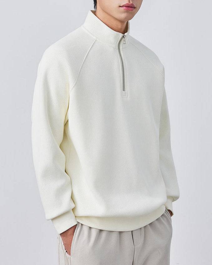 Vertical Texture Half-zip Sweatshirt