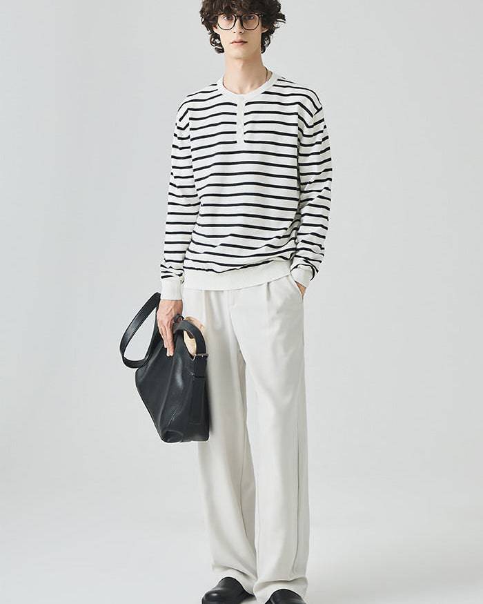 The Elliston Contrast Henley Knit Polo Sweater