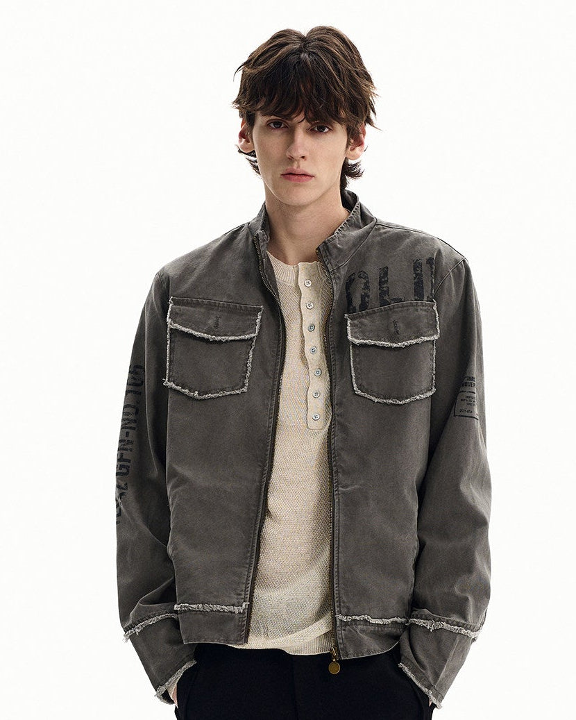 Washed Cotton Zip Field Jacket