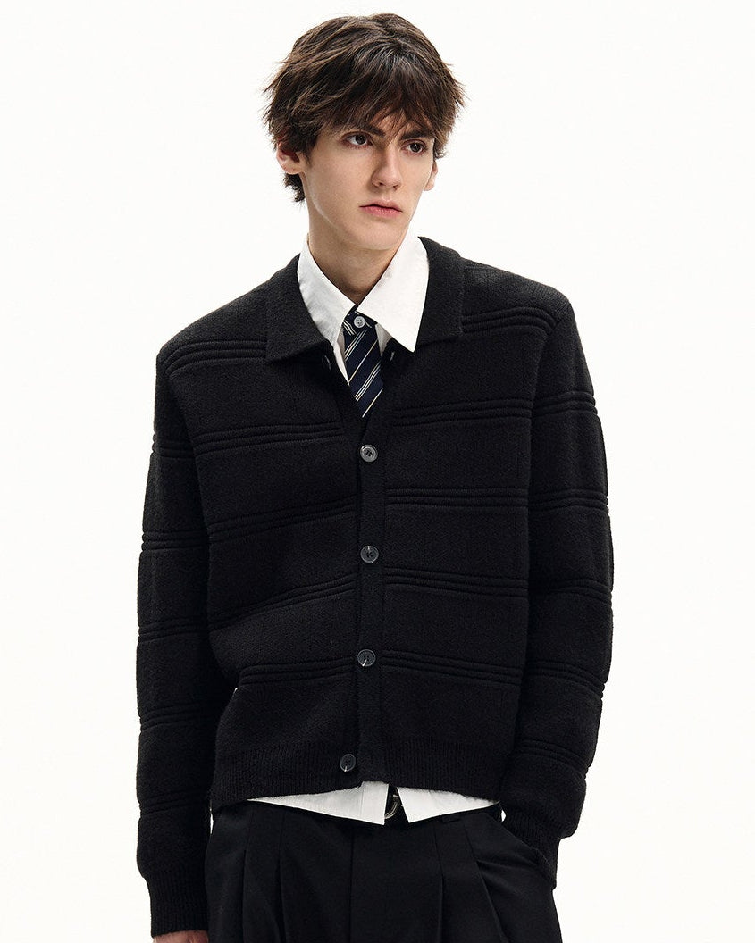 Quilted Wool Blend Cardigan Jacket