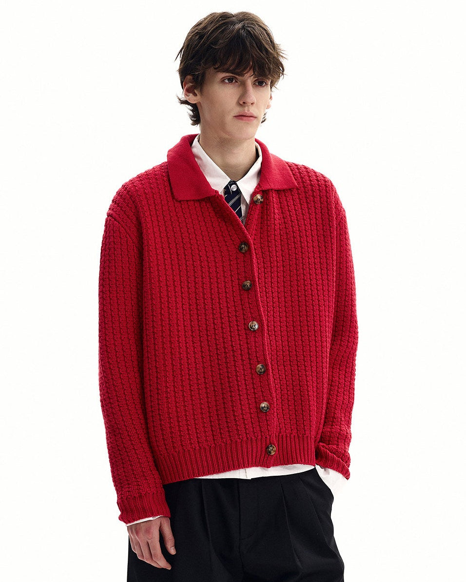 Refined Ribbed Knit Button Cardigan