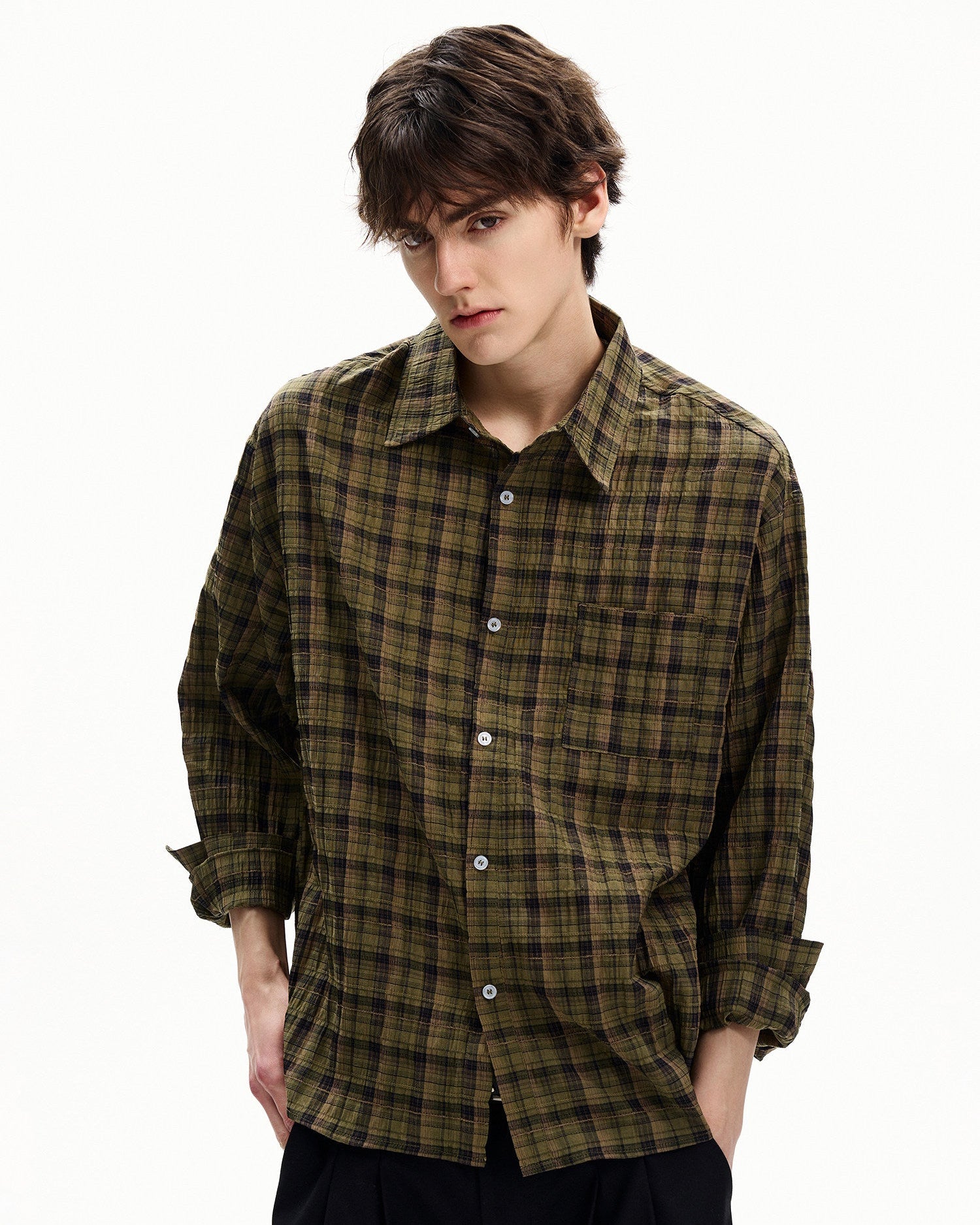 Brushed Plaid Cotton Shirt