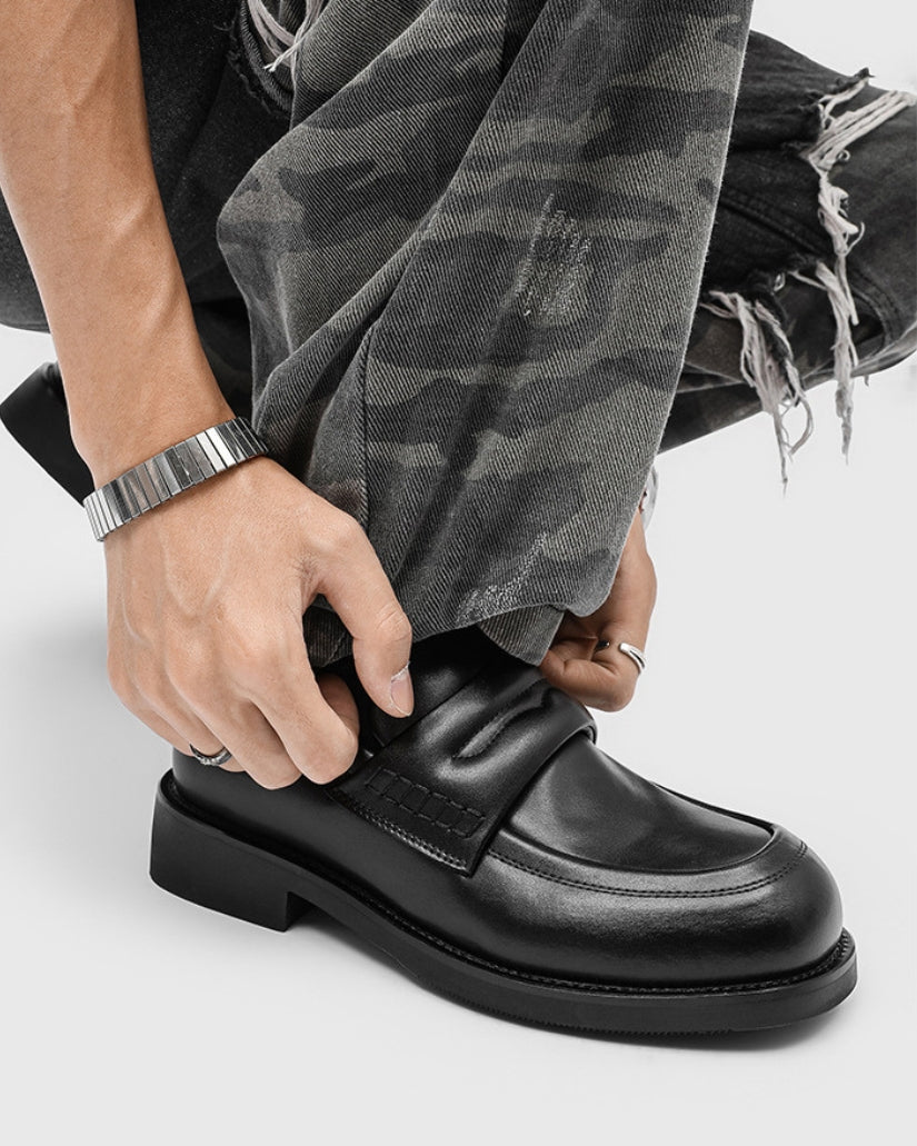 Edge Schwarz Leder Penny Loafers