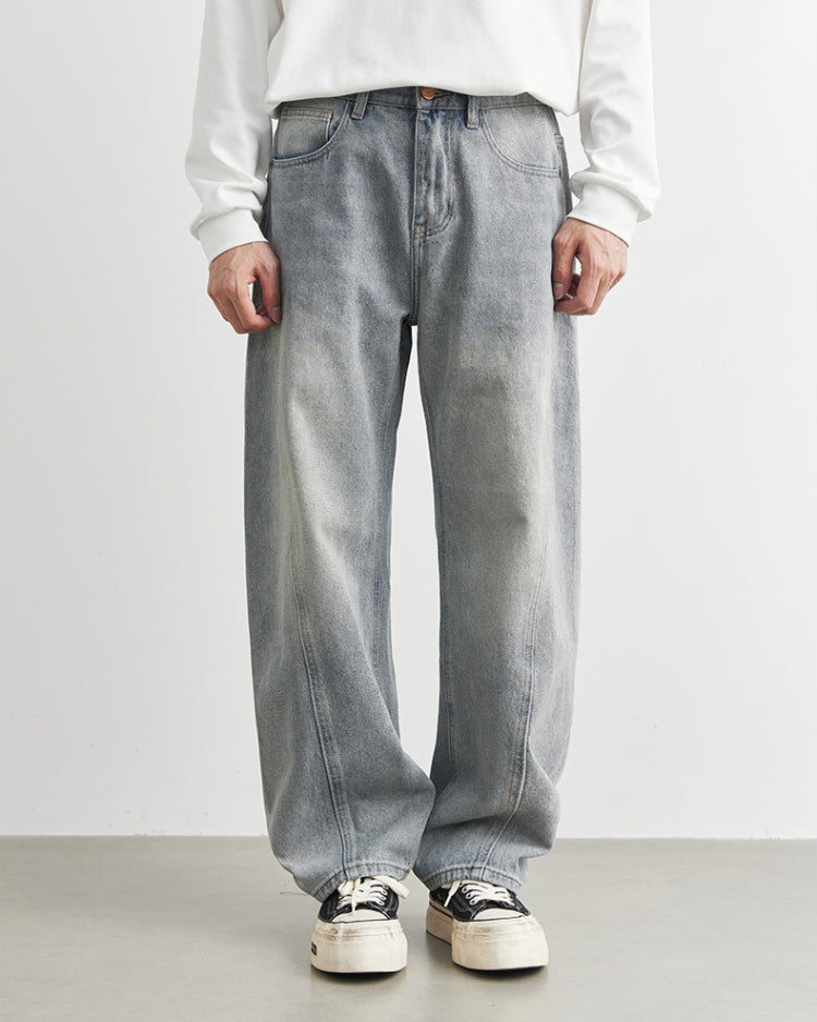 Gewaschene graue Loose Fit Jeans