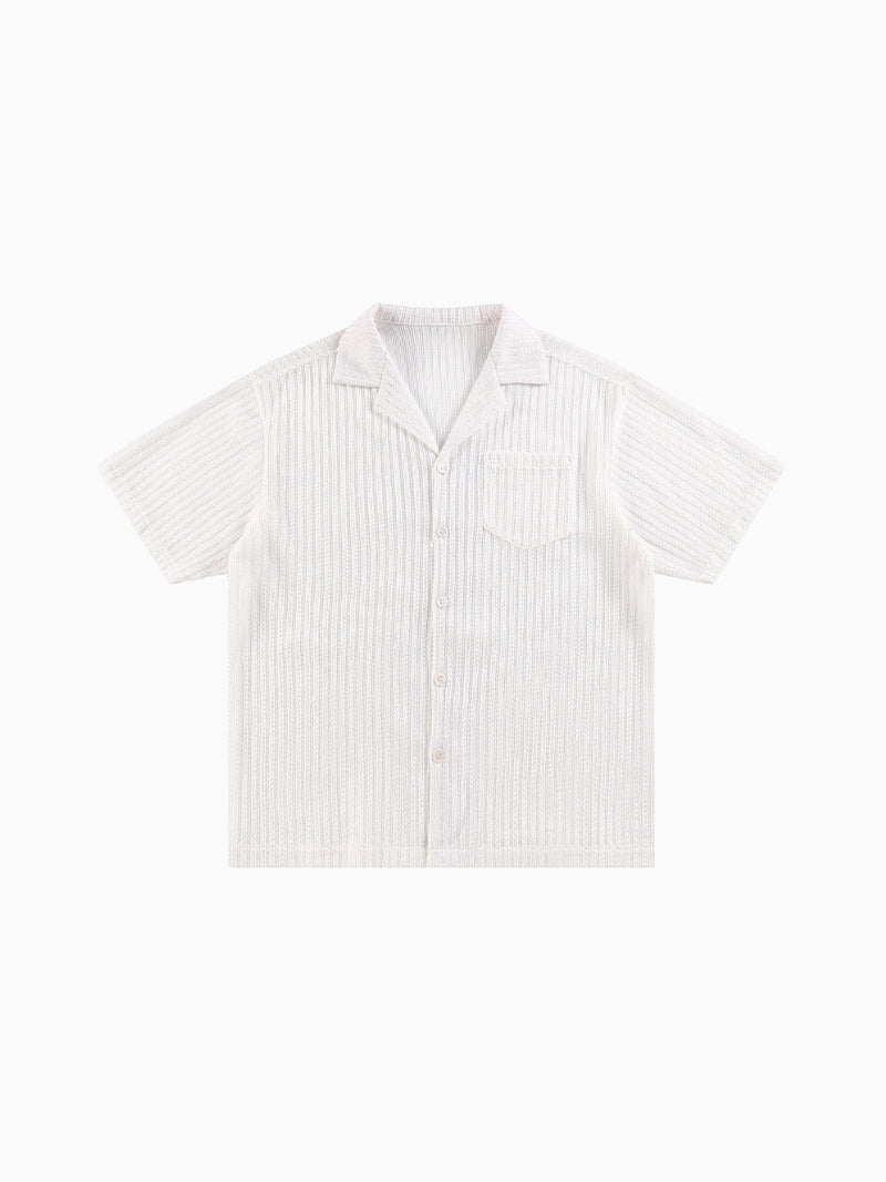 Camisa de manga corta de rayas texturizadas