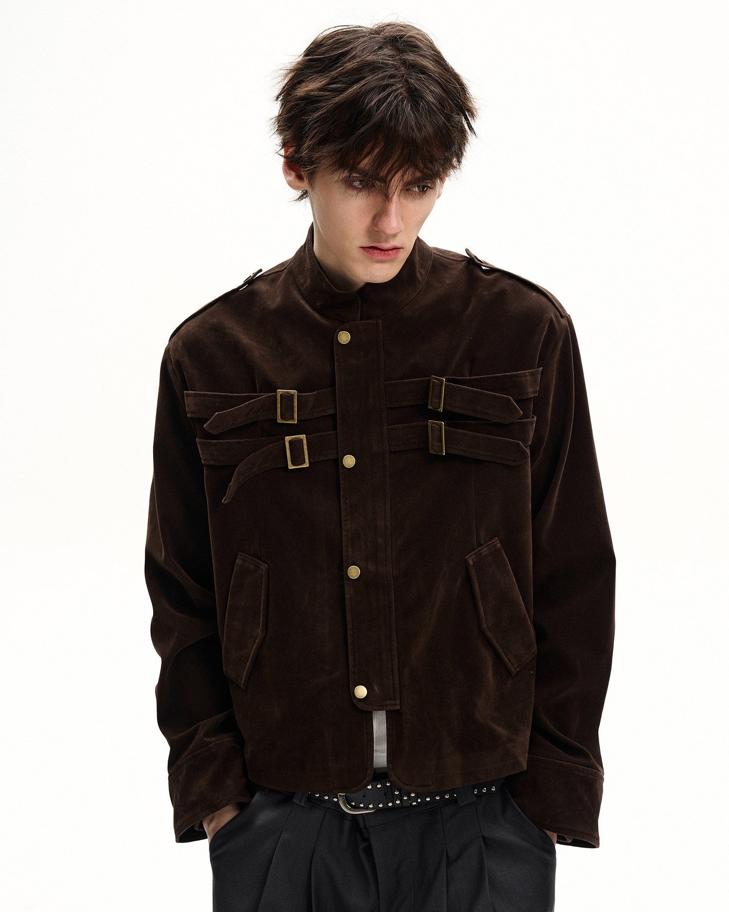 Buckle Detail Velvet Jacket