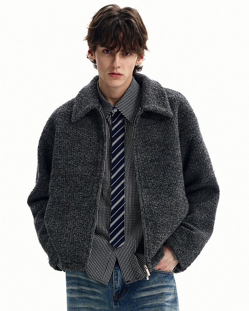 Tailored Wool Blend Zip Jacket