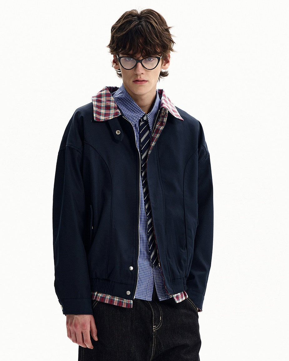 Plaid Trim Everyday Jacket