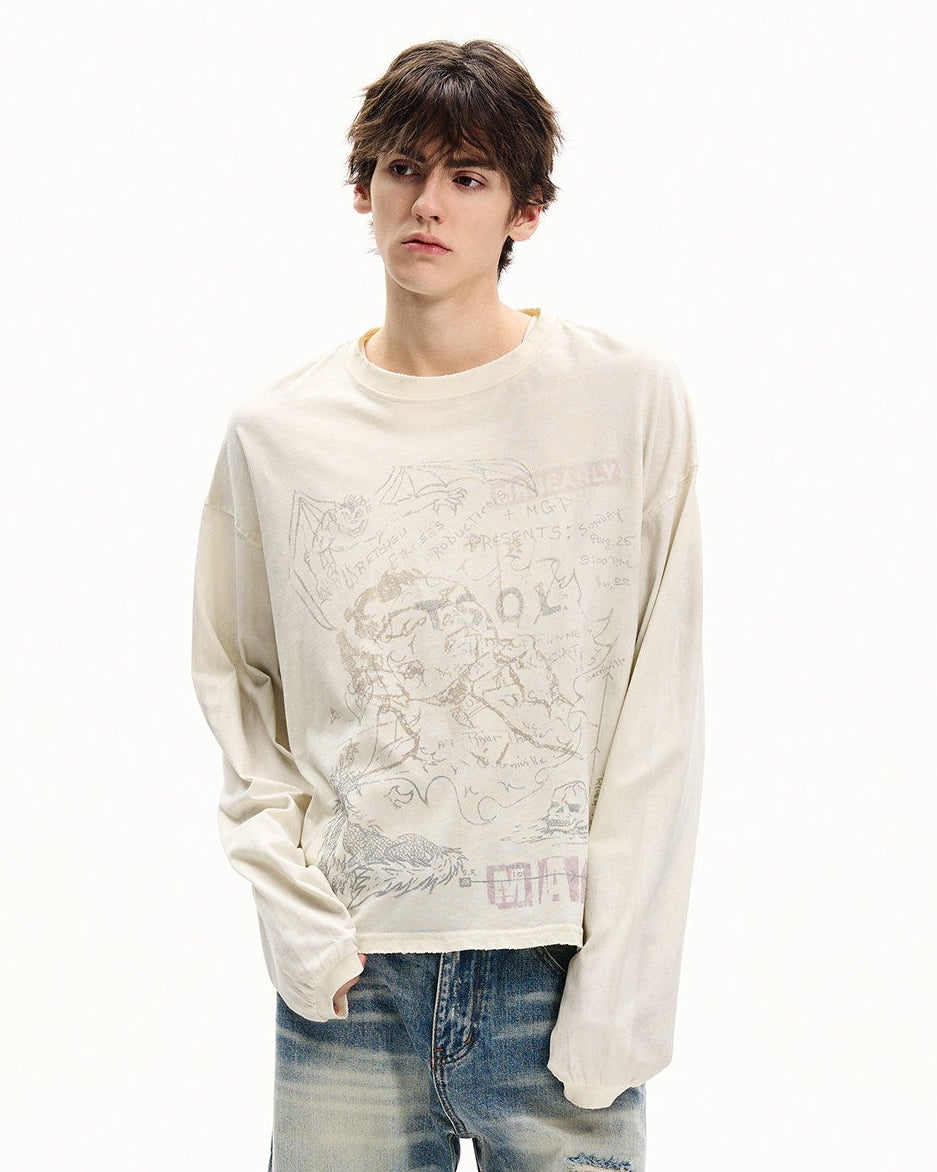Lightweight Sketch Graphic Long Sleeve Tee
