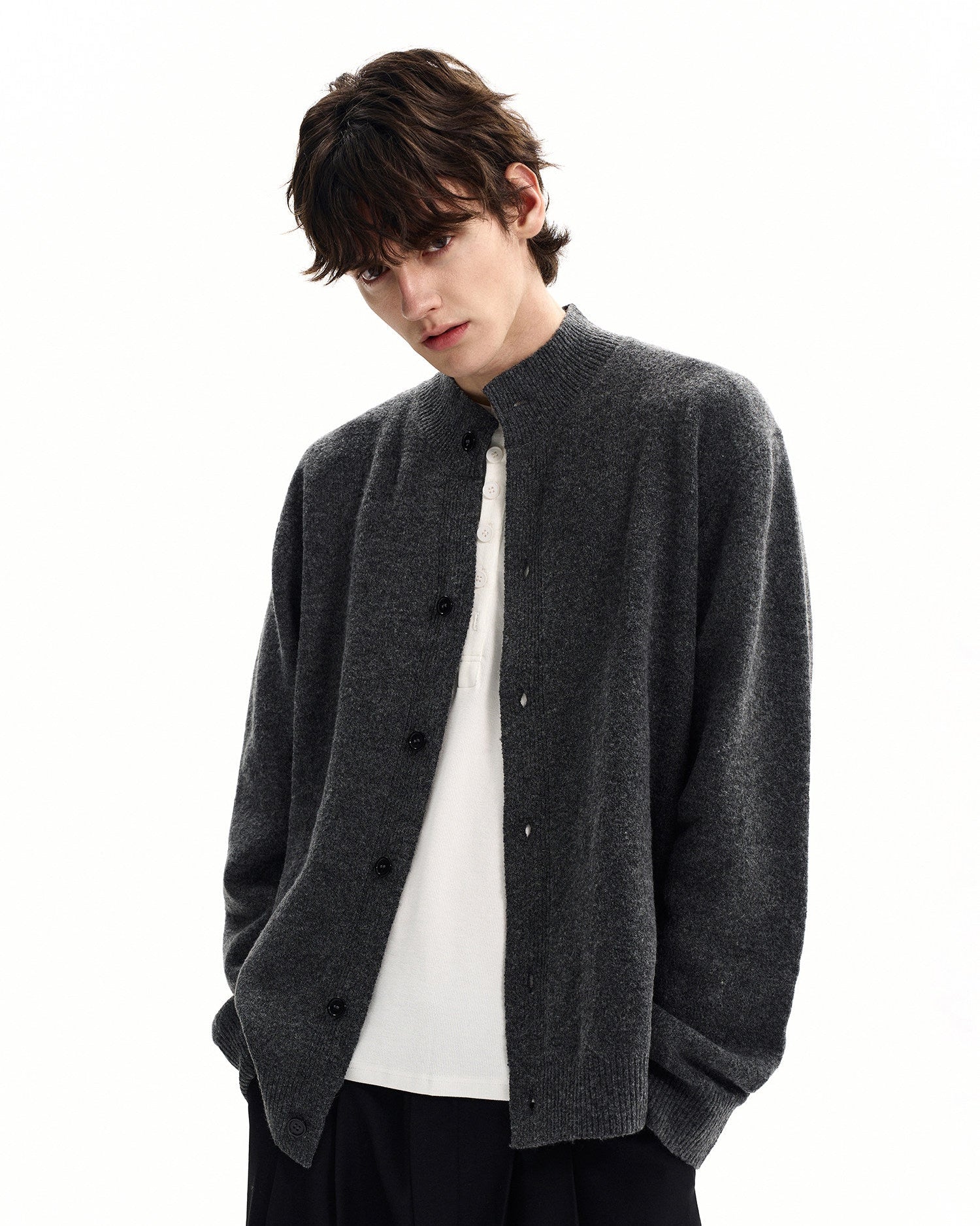 Merino Wool Solid Knit Cardigan