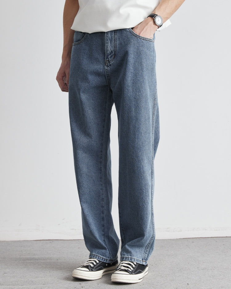 Gewaschene Indigo Classic Straight Denim Jeans