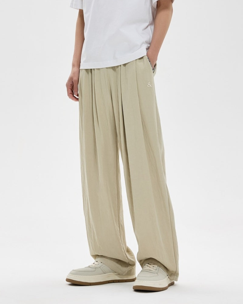 Pantalon décontracté brodé et à jambe large