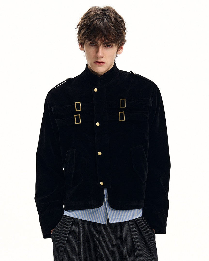 Solid Suede Buckle Jacket