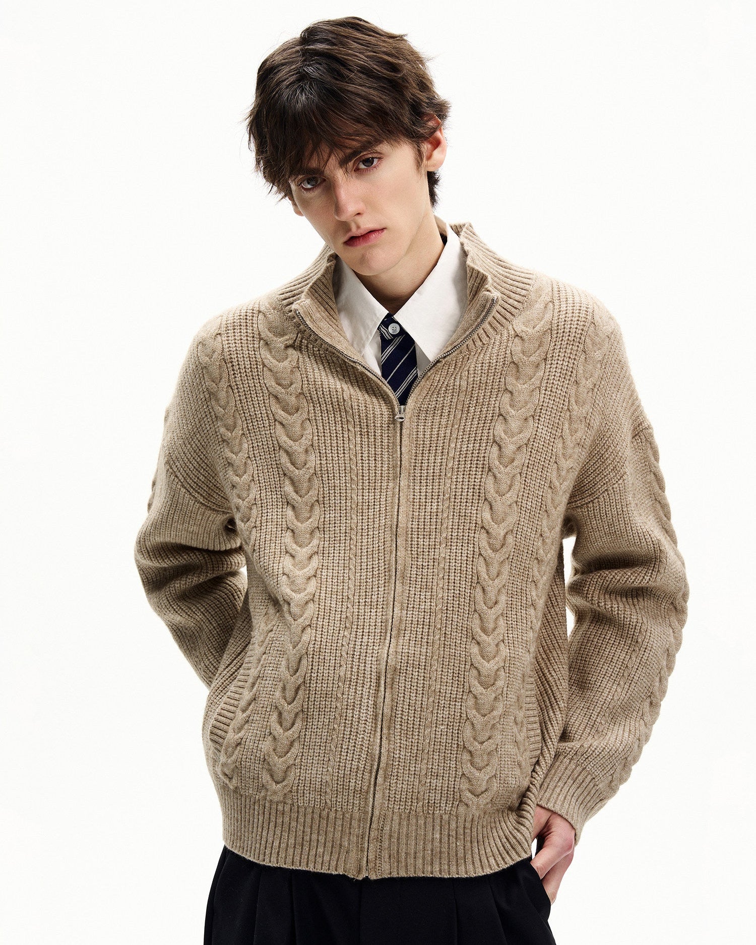 Cable Knit Quarter Zip Sweater