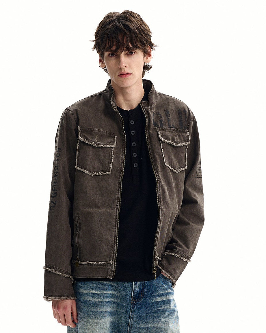 Washed Cotton Zip Utility Jacket