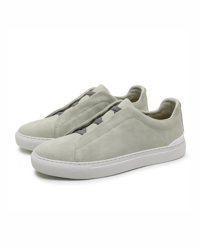 Sneaker sans lacets en daim olive