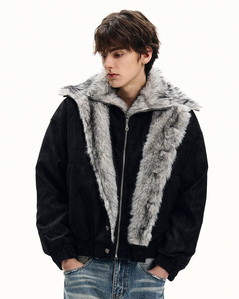 Fur Collar Thickened Corduroy Jacket