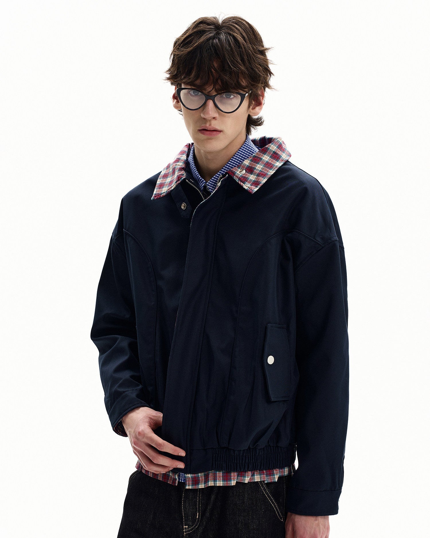 Plaid Trim Everyday Jacket