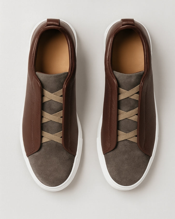 Bräunlicher Wildleder Sneaker ohne Schnürung