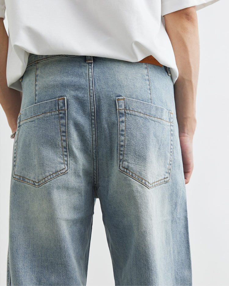 Entspannte Vintage-Waschung Jeans mit geradem Bein