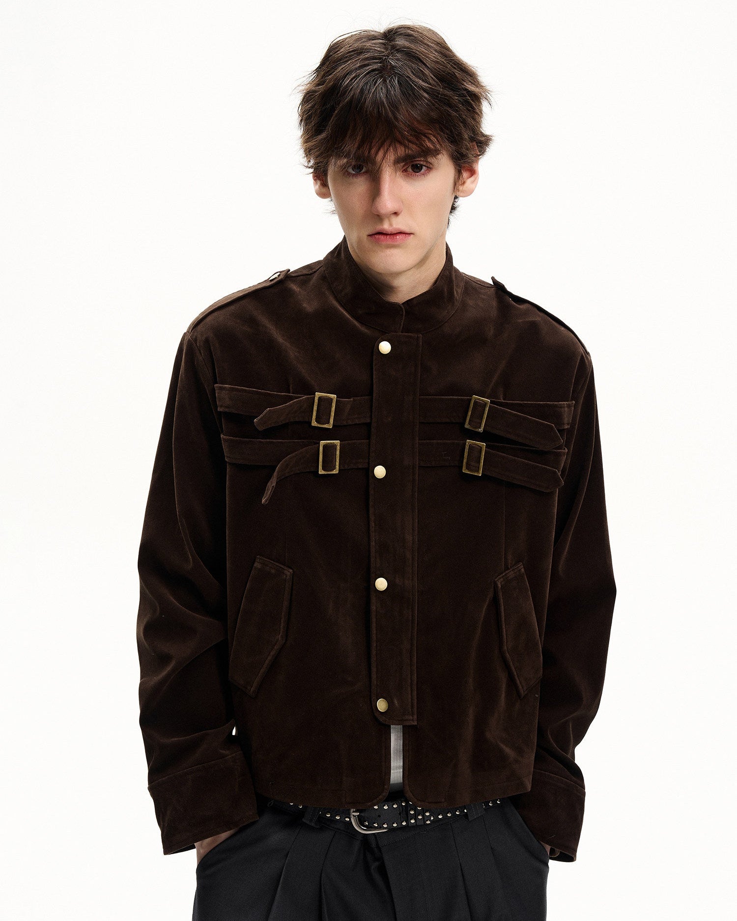 Solid Suede Buckle Jacket